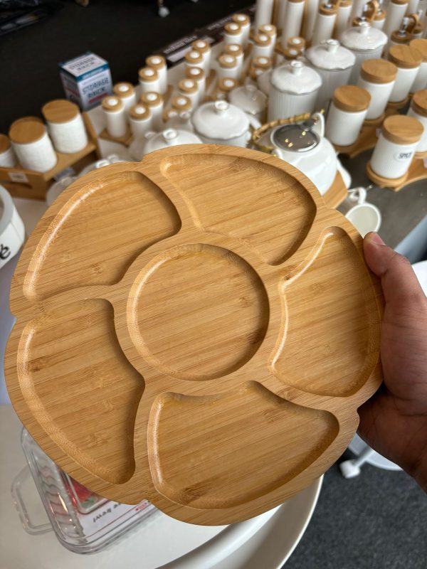 6 Slot Round Wooden Platter - Image 3