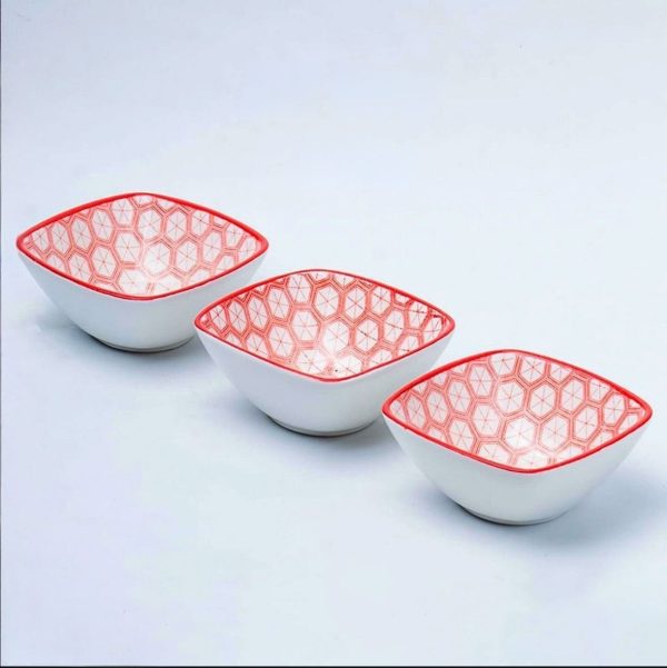 3pcs Ceramic Snack Bowl Set
