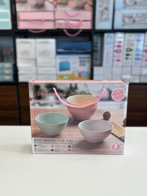 4-piece ceramic bowl & chopstick set - Image 3
