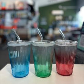 Gradient Glass Mug With Straw