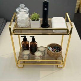 2-tier gold cosmetic rack