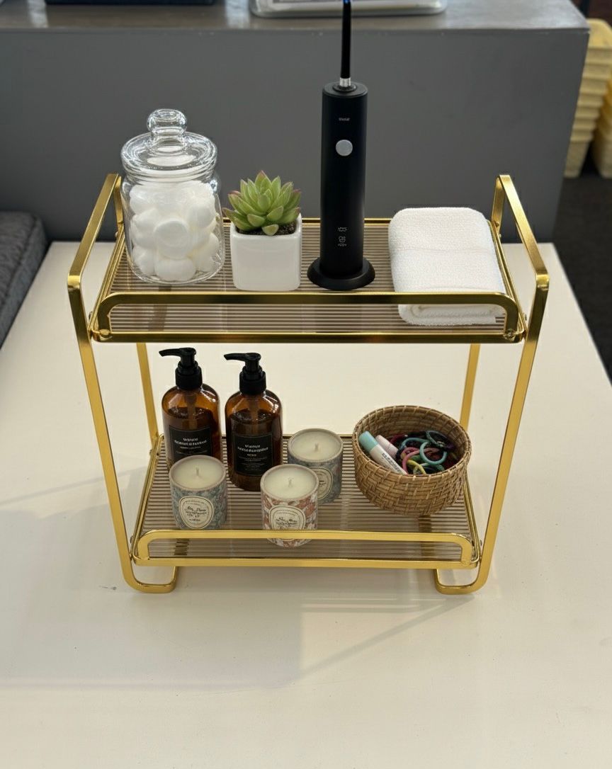 2-tier gold cosmetic rack