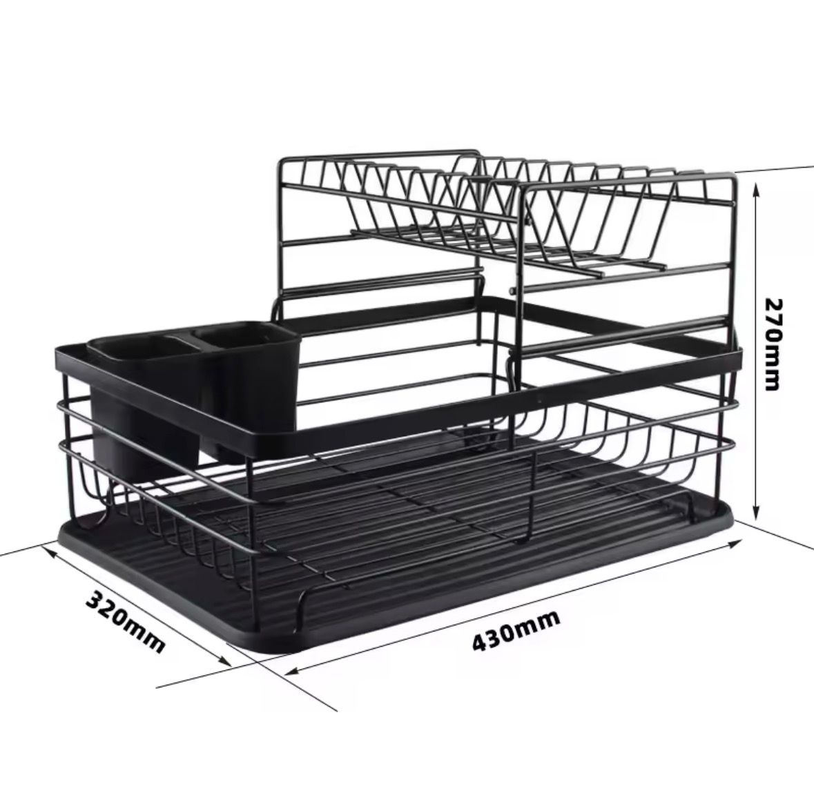 Carbon Steel Dish Rack with Drainer - Image 2