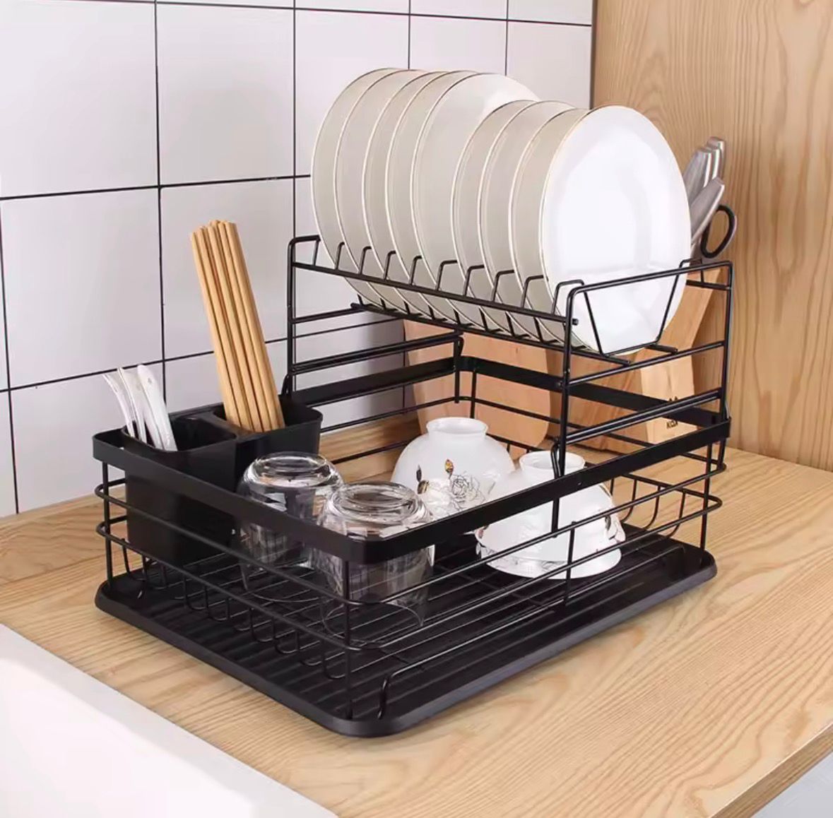 Carbon Steel Dish Rack with Drainer