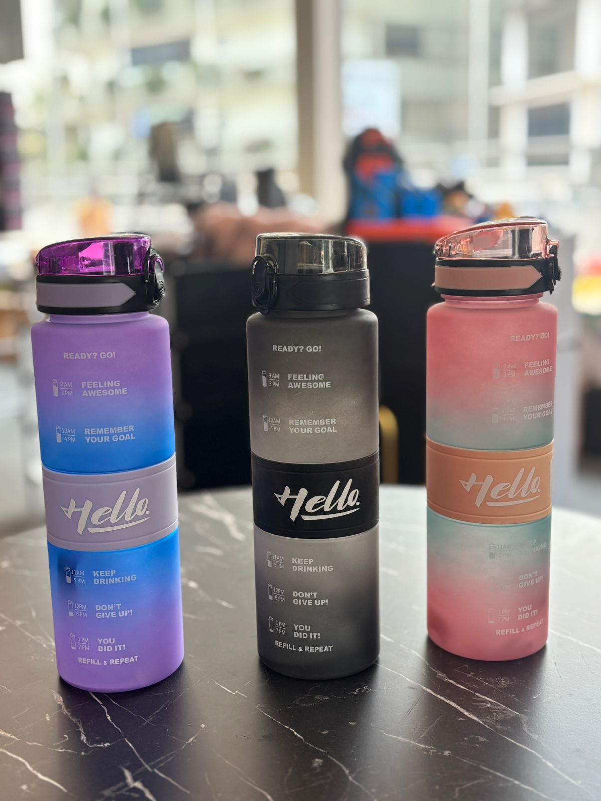Motivational Time Marker Water Bottle with Flip Lid | Leak-Proof | Reusable | Gradient Design