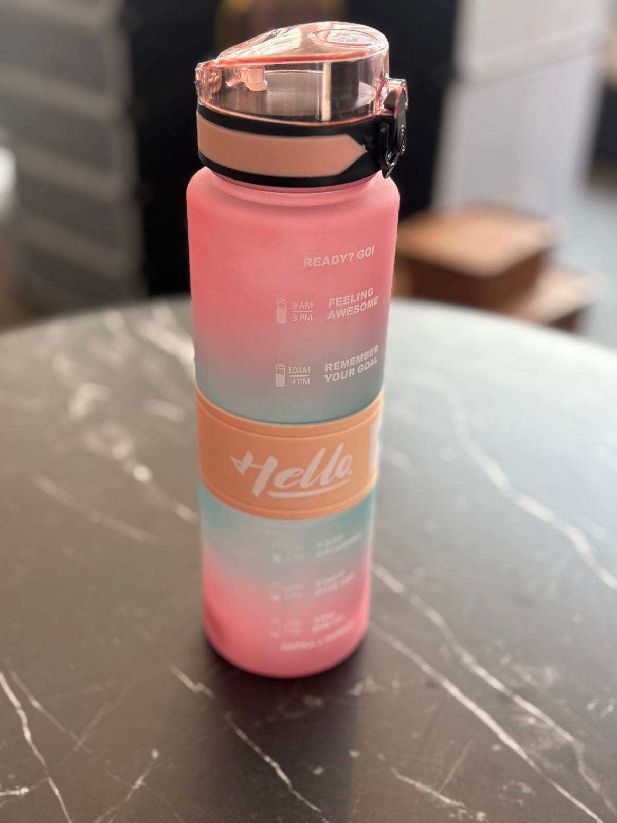 Motivational Time Marker Water Bottle with Flip Lid | Leak-Proof | Reusable | Gradient Design - Image 3